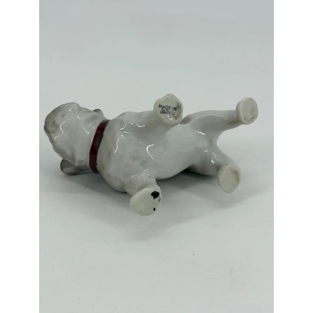 Vintage Ceramic Bulldog Figurine Red‎ Collar Made in Japan Collectible Decor - Picture 3 of 7